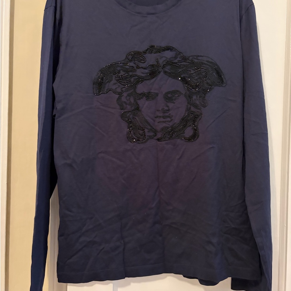 VERSACE Black (looks deep navy in light) Long Sleeve